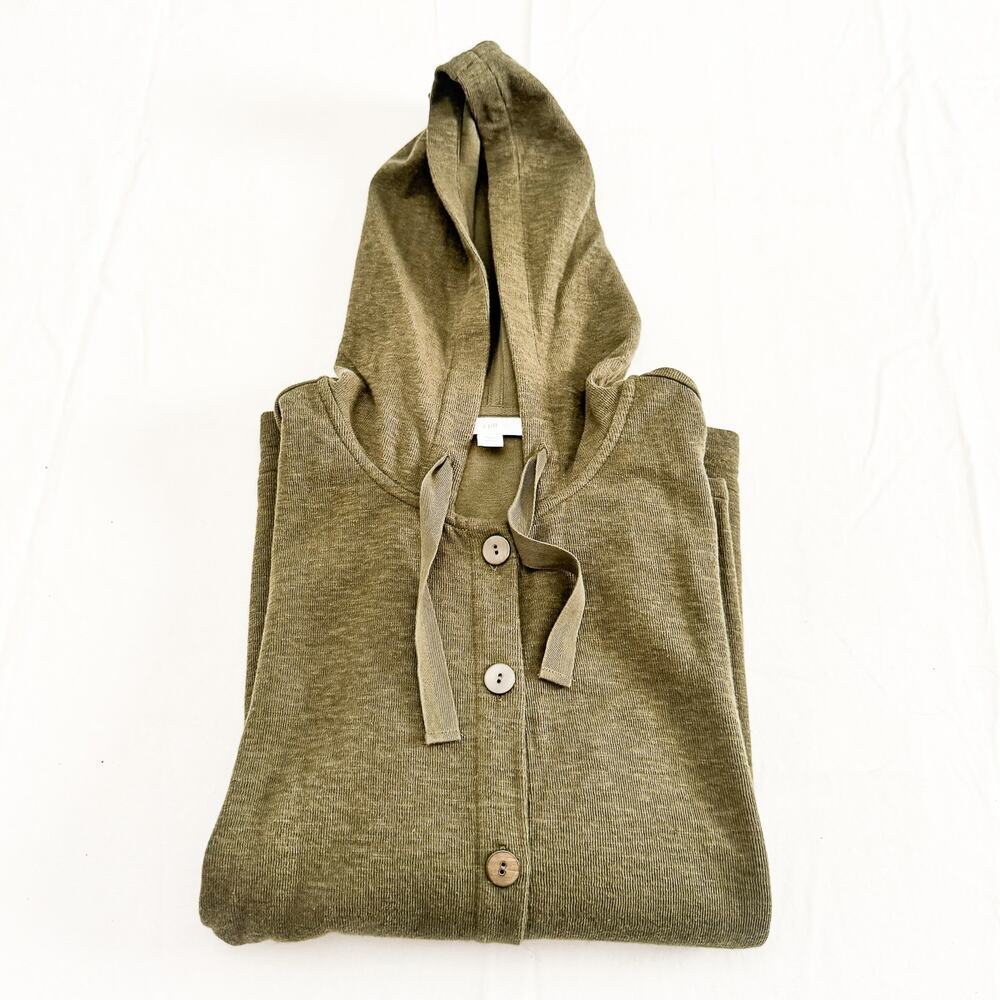 J. Jill Hunter Green Hooded Cardigan Sweater Long Sleeve XL Petite